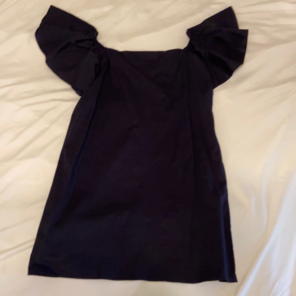 Navy Off The Shoulder Dress